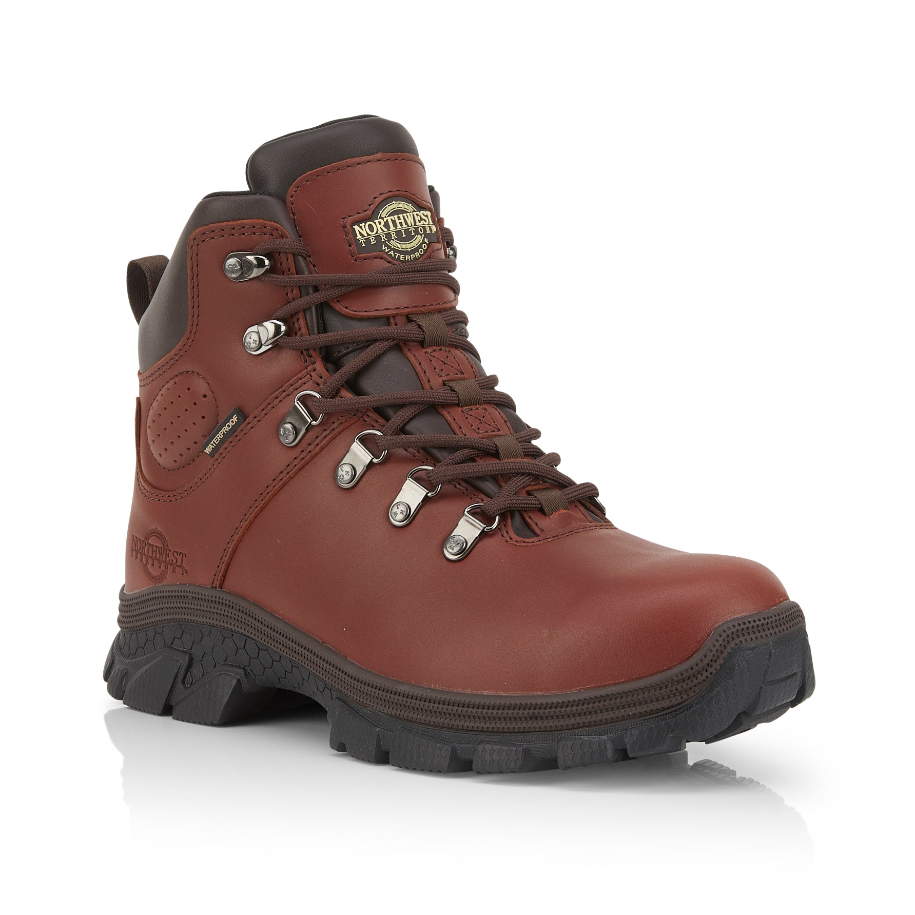 TESLIN Men's Leather Waterproof Hiking Boots - Brown TESLIN Men's Leather Waterproof Hiking Boots - Brown