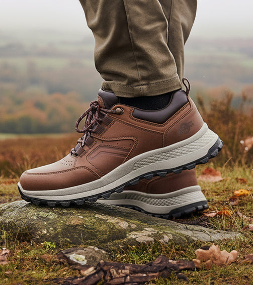 CLIFF Men's Leather Waterproof Walking Shoes - BROWN lifestyle