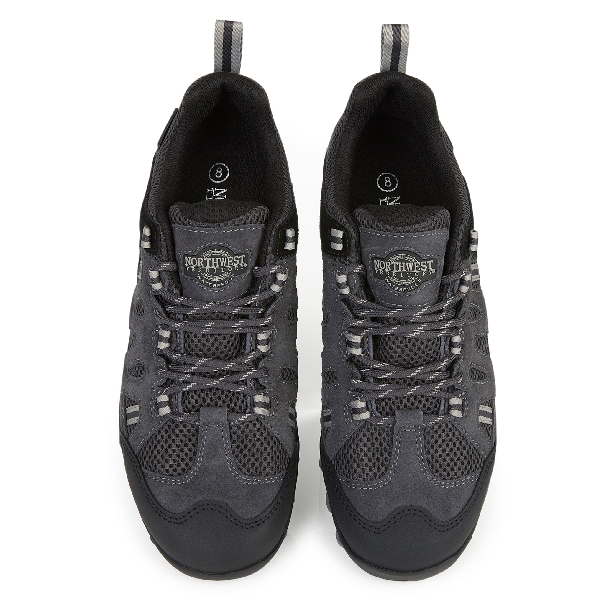 Front view of GLYDER waterproof walking shoes highlighting secure lace system, cushioned collar and supportive fit.
