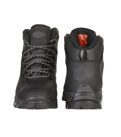 Women's Leather Waterproof Walking Boots - Black