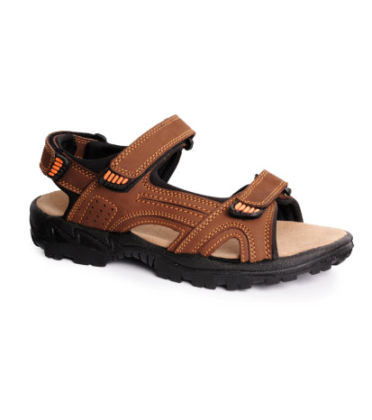 Men's Leather Open Toe Sandals - #colour_brown