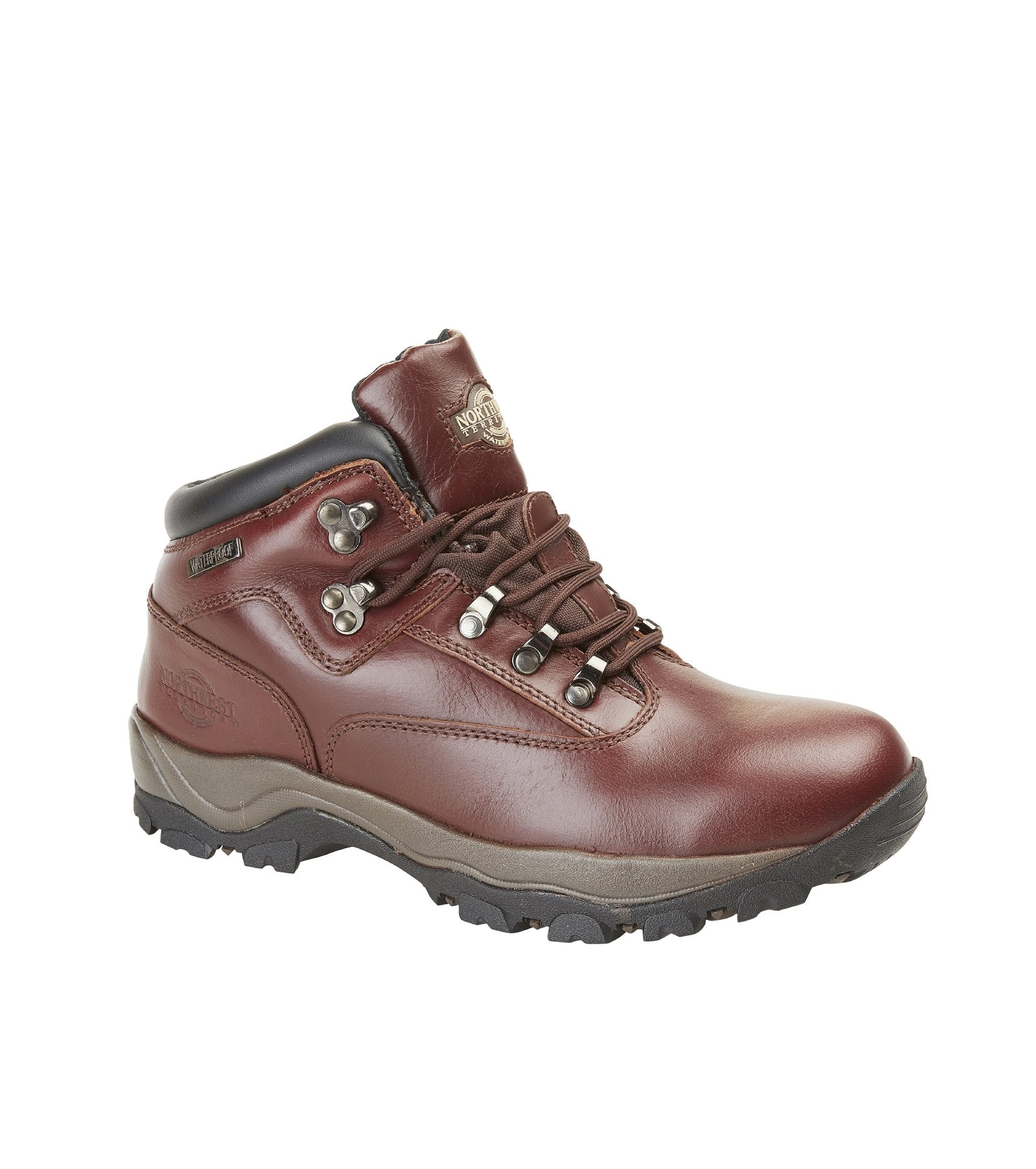 Men's Leather Waterproof Walking Boots - #colour_oxblood