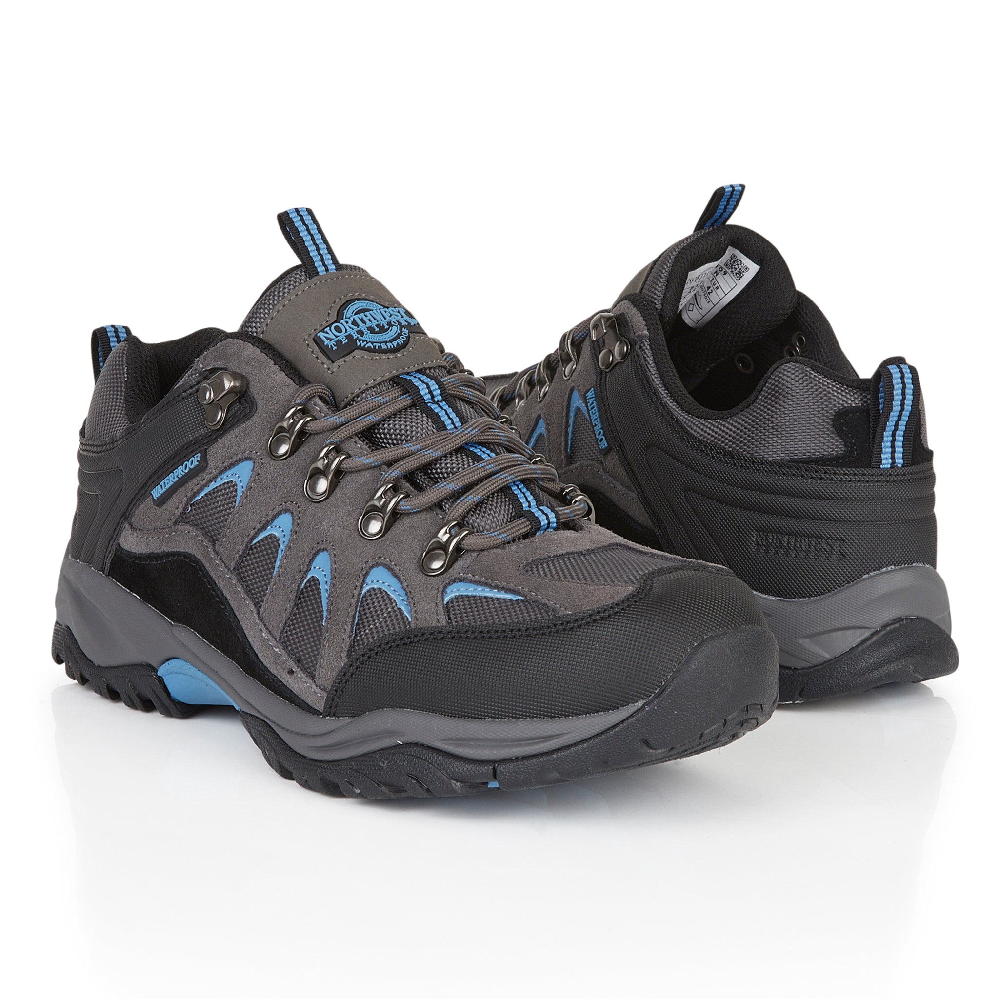 Steen men's suede leather waterproof walking shoes in grey with durable grip for hiking, countryside walks and outdoor adventures.