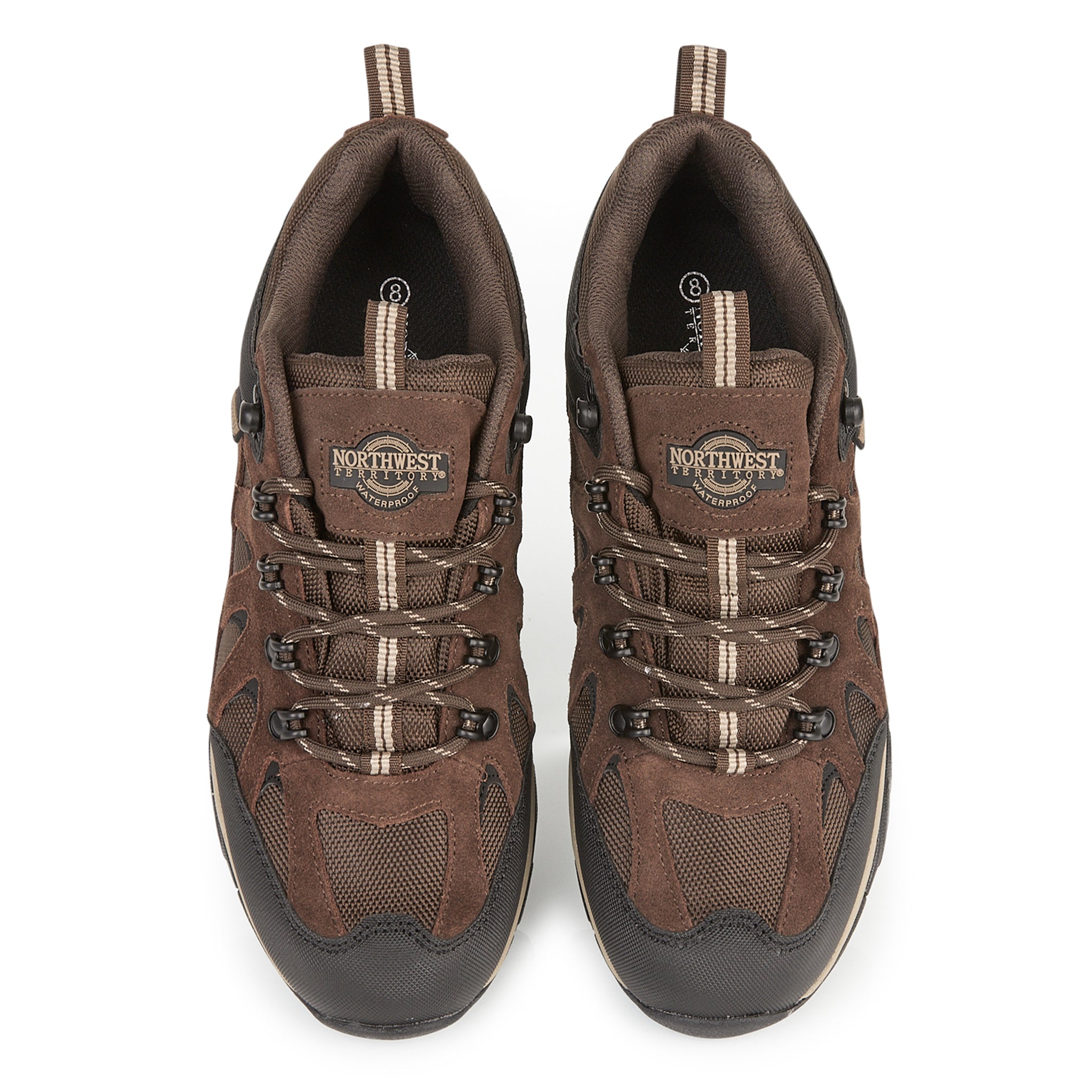 Front view of Steen men's suede leather waterproof walking shoes highlighting secure lace fastening, cushioned comfort and outdoor performance.