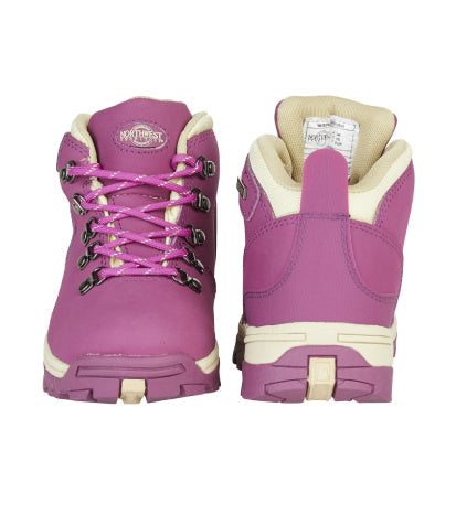 Women's Nubuck Leather Waterproof Walking Boots - #colour_hot-pink