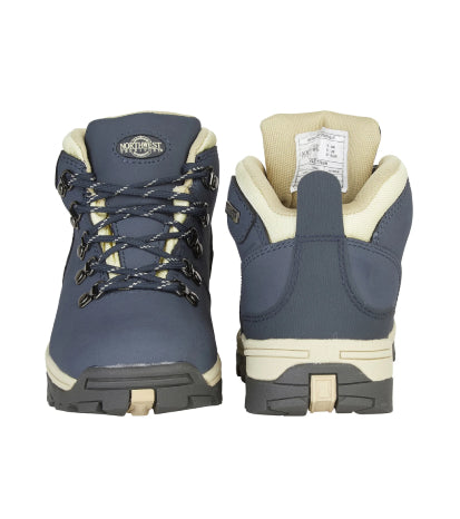 Women's Nubuck Leather Waterproof Walking Boots - #colour_navy