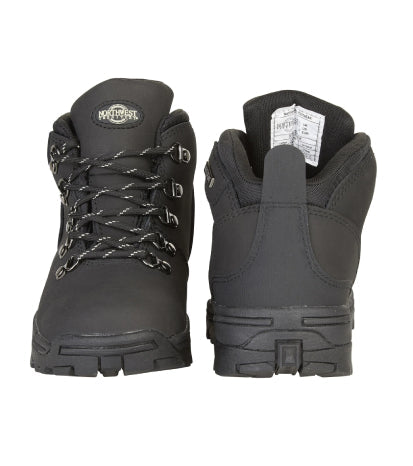 Women's Nubuck Leather Waterproof Walking Boots - #colour_black