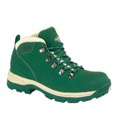 Women's Nubuck Leather Waterproof Walking Boots - #colour_forest-green