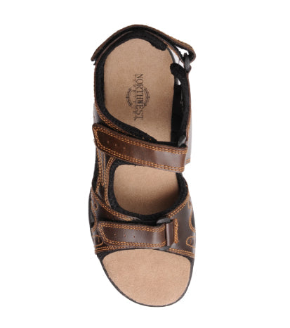 Men's Leather Open Toe Sandals - #colour_brown