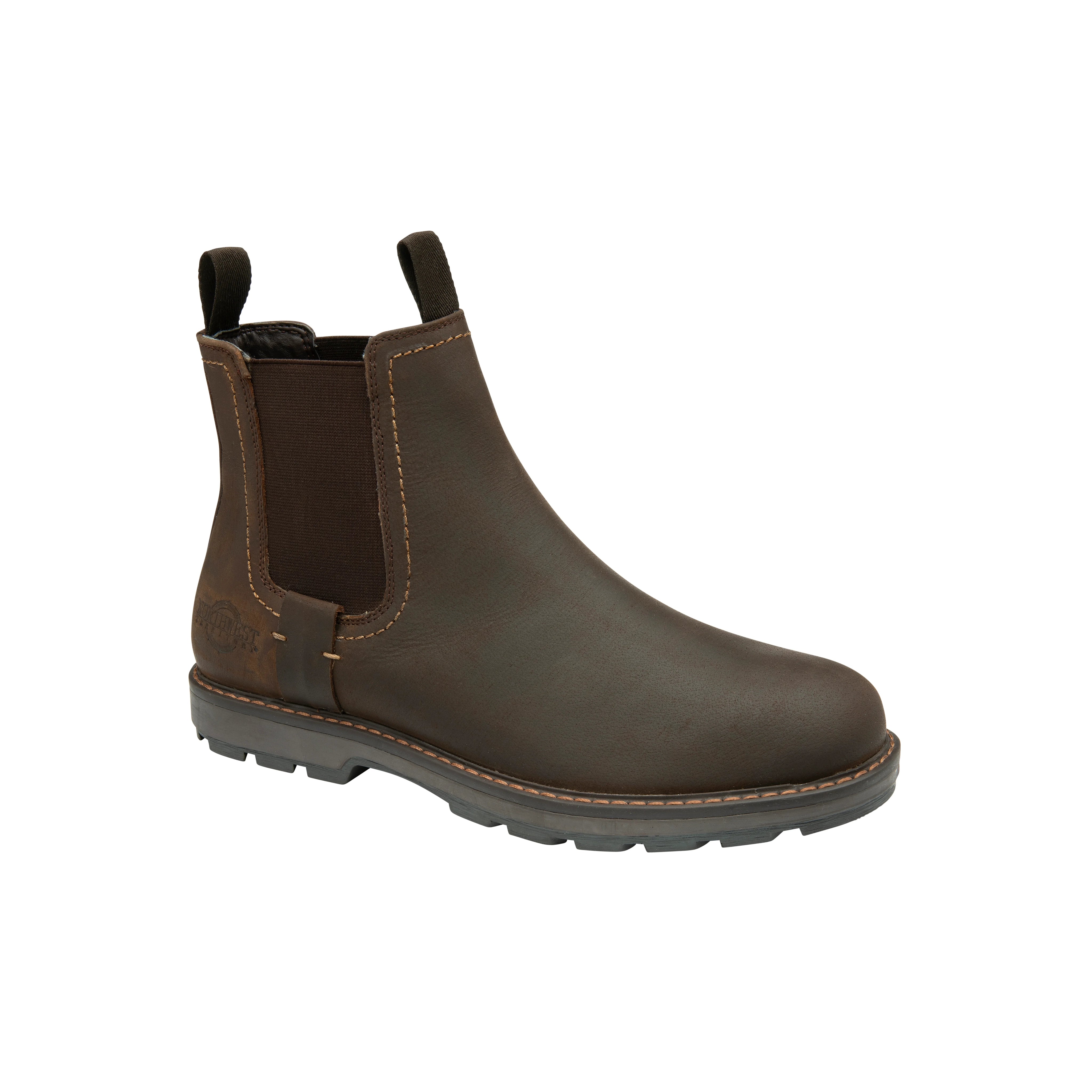 WELLS Men's Leather Waterproof Walking Chelsea Boots - Waxy Brown