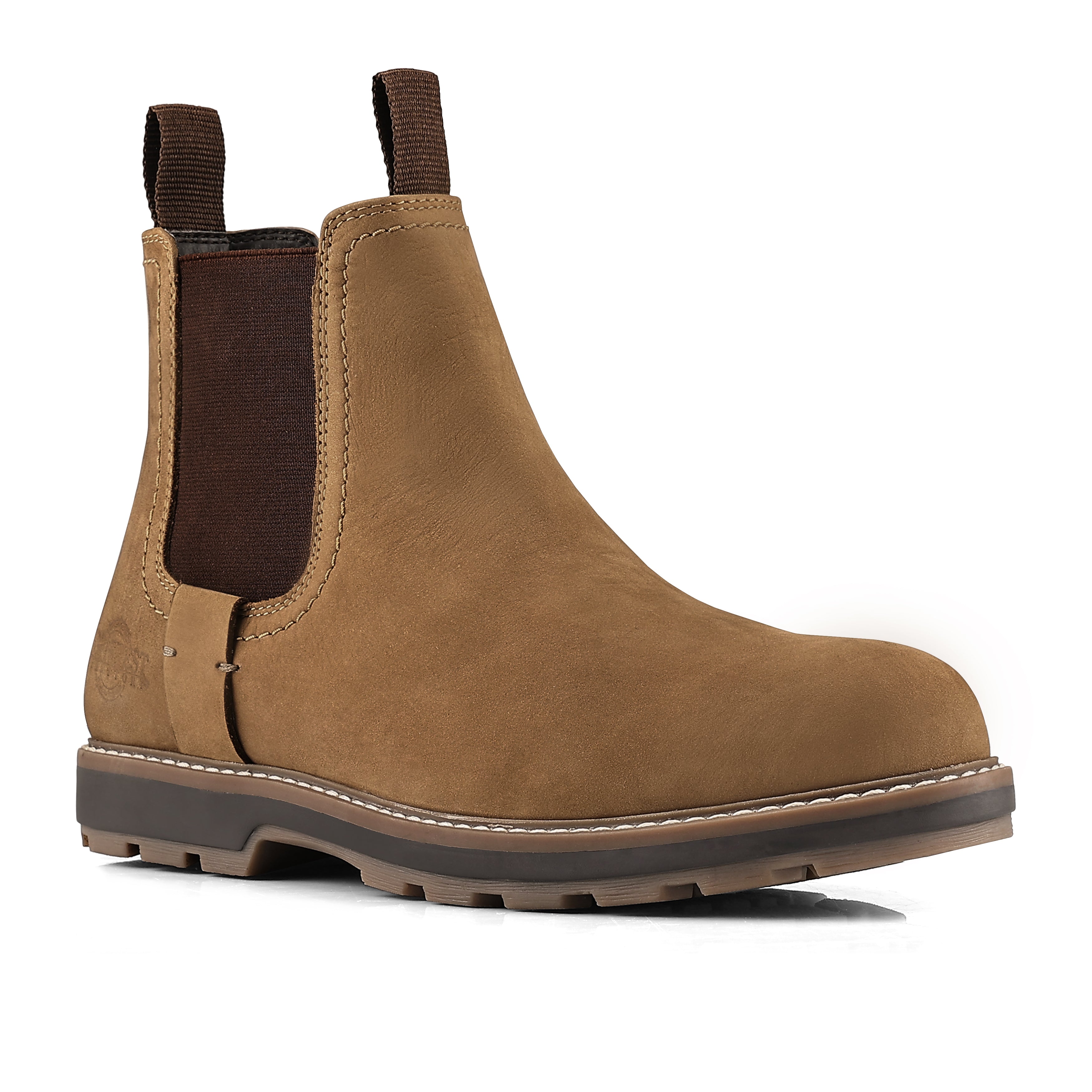 WELLS Men's Nubuck Leather Waterproof Walking Chelsea Boots - Tan