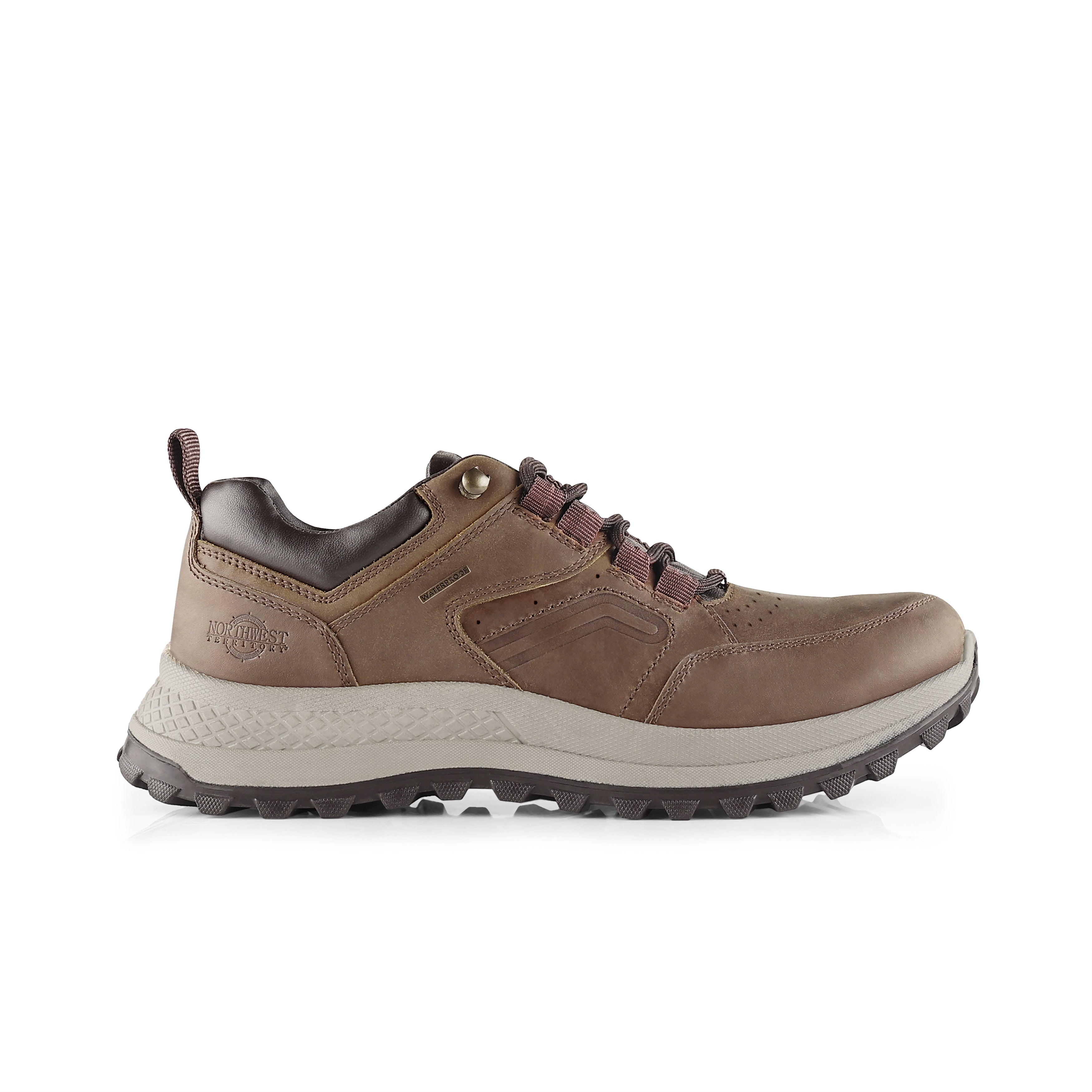 CLIFF Men's Leather Waterproof Walking Shoes - WAXY BROWN