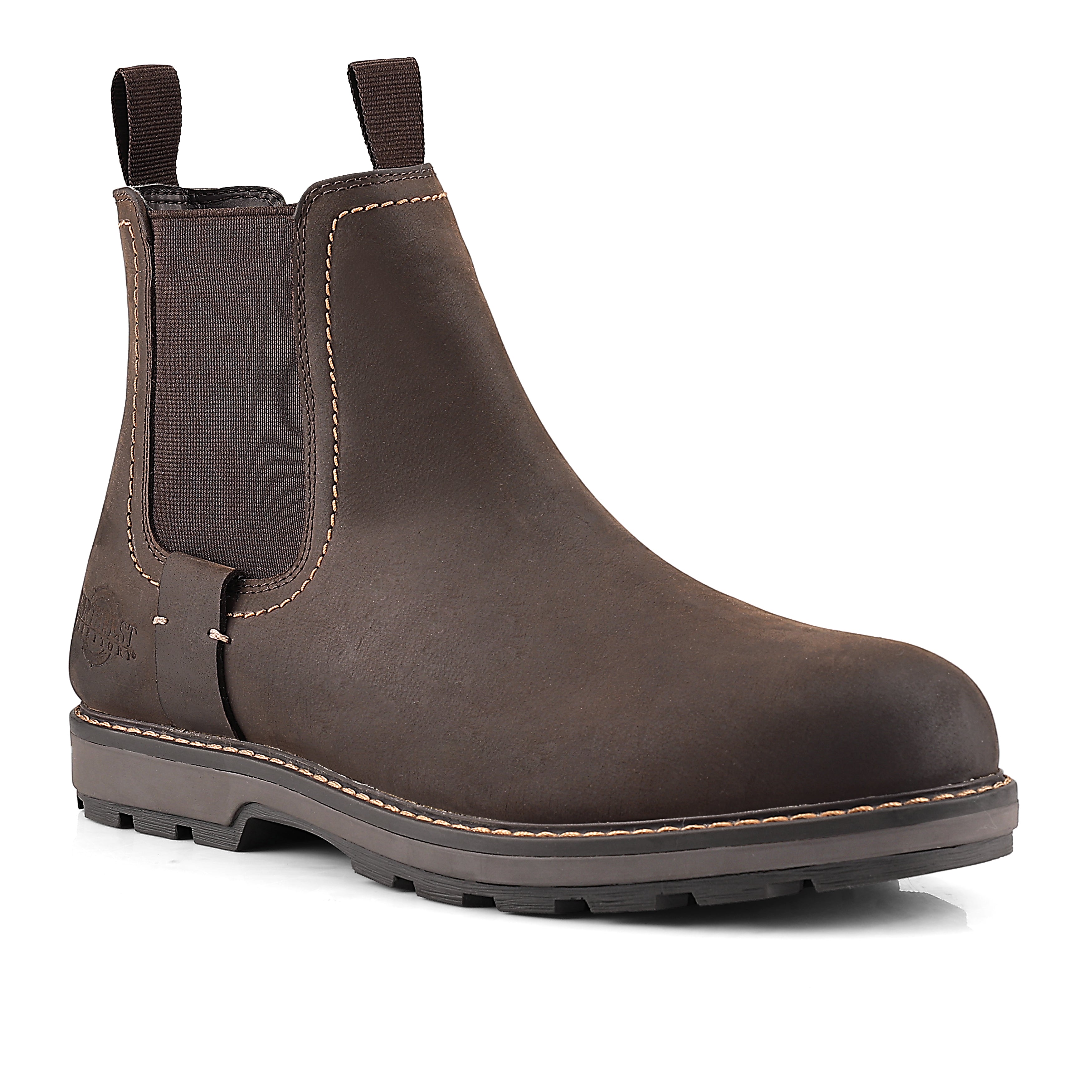 WELLS Men's Leather Waterproof Walking Chelsea Boots - Waxy Brown