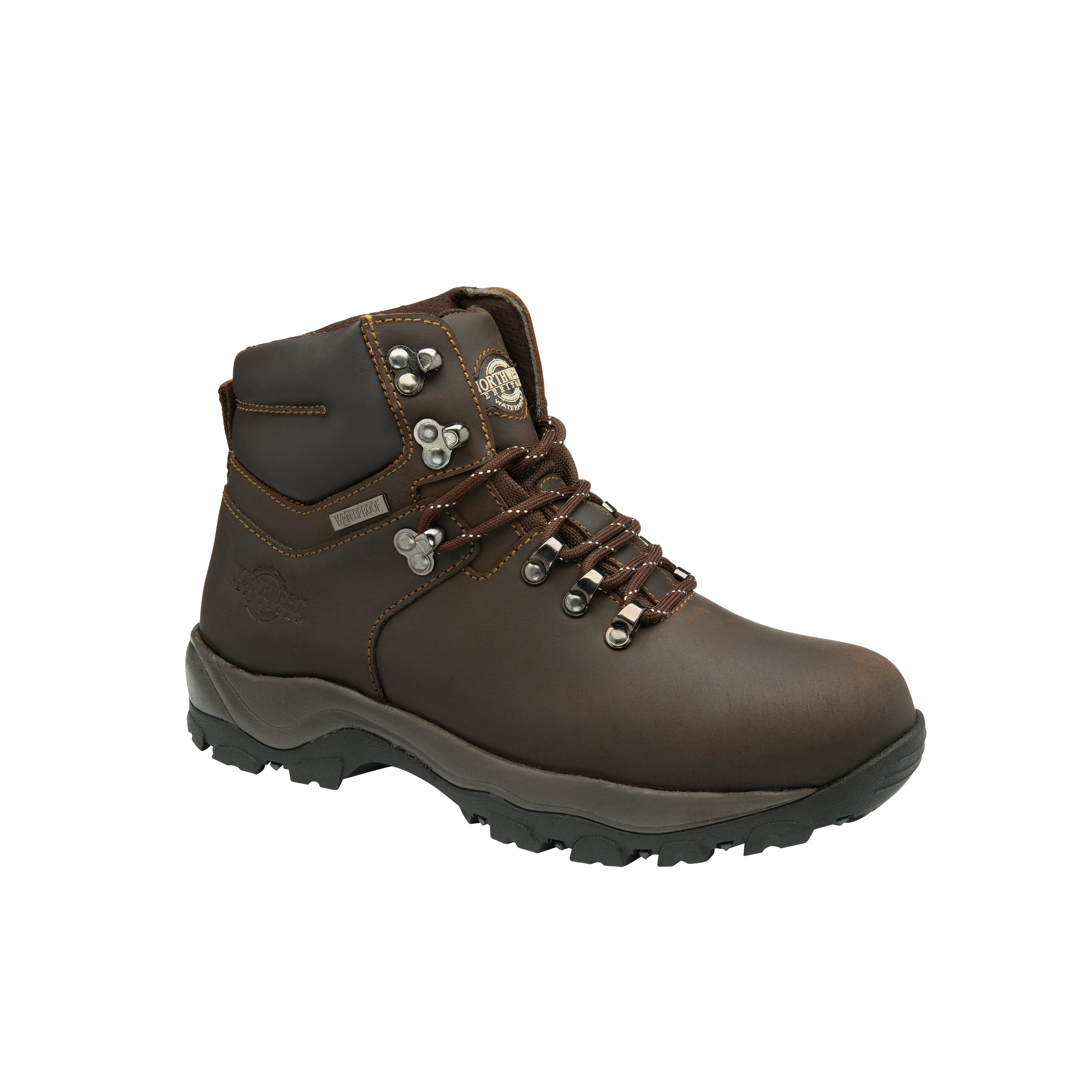 CRESTON Men's Leather Waterproof Walking Boots - Waxy Brown