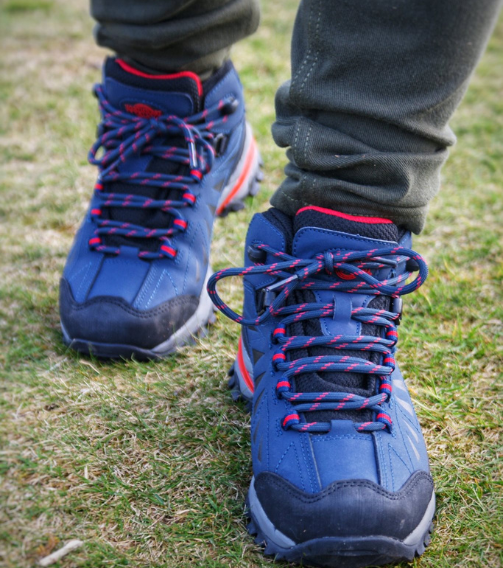 KEELE-HI Women's Waterproof Walking Boots - Navy/Red lifestyle