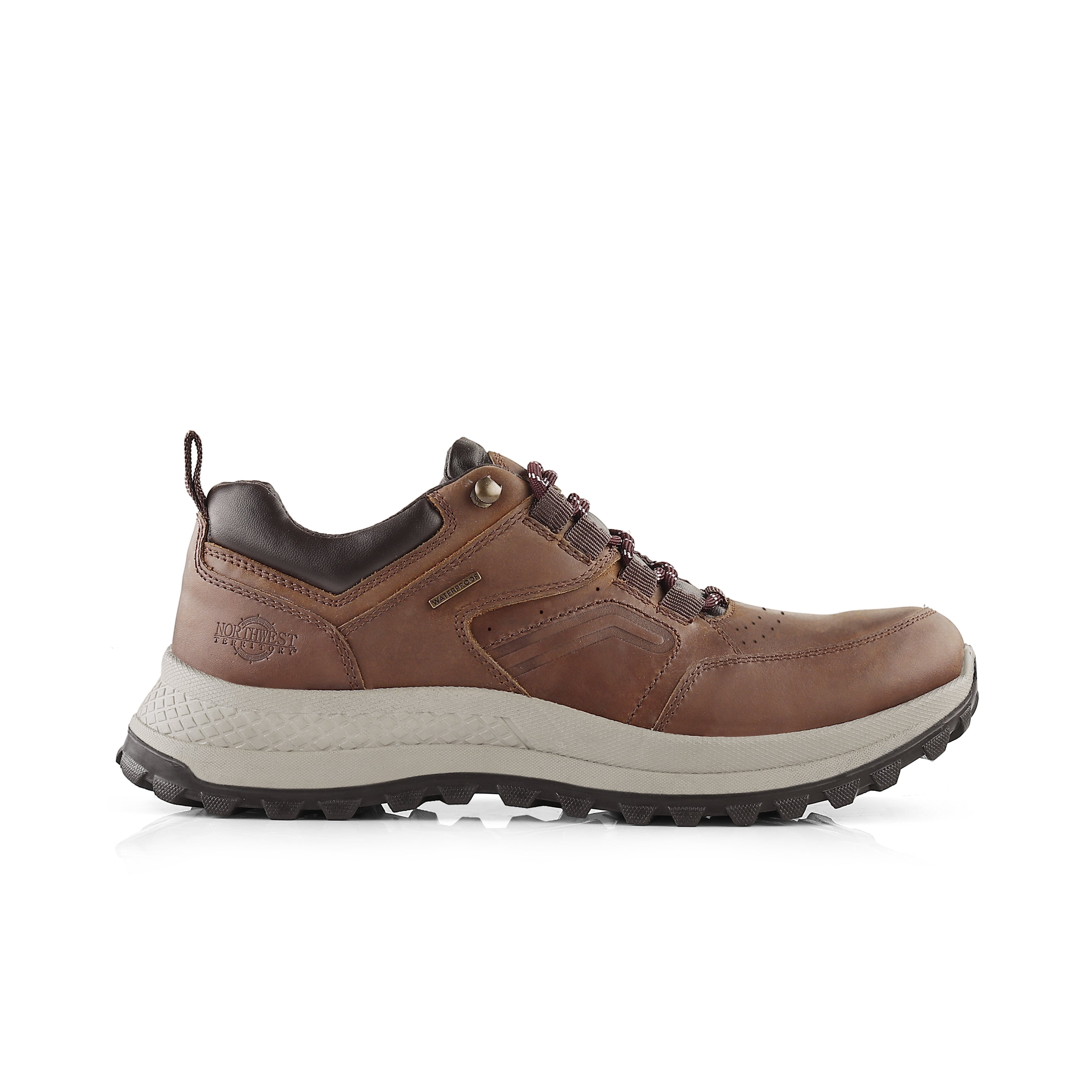 CLIFF Men's Leather Waterproof Walking Shoes - BROWN
