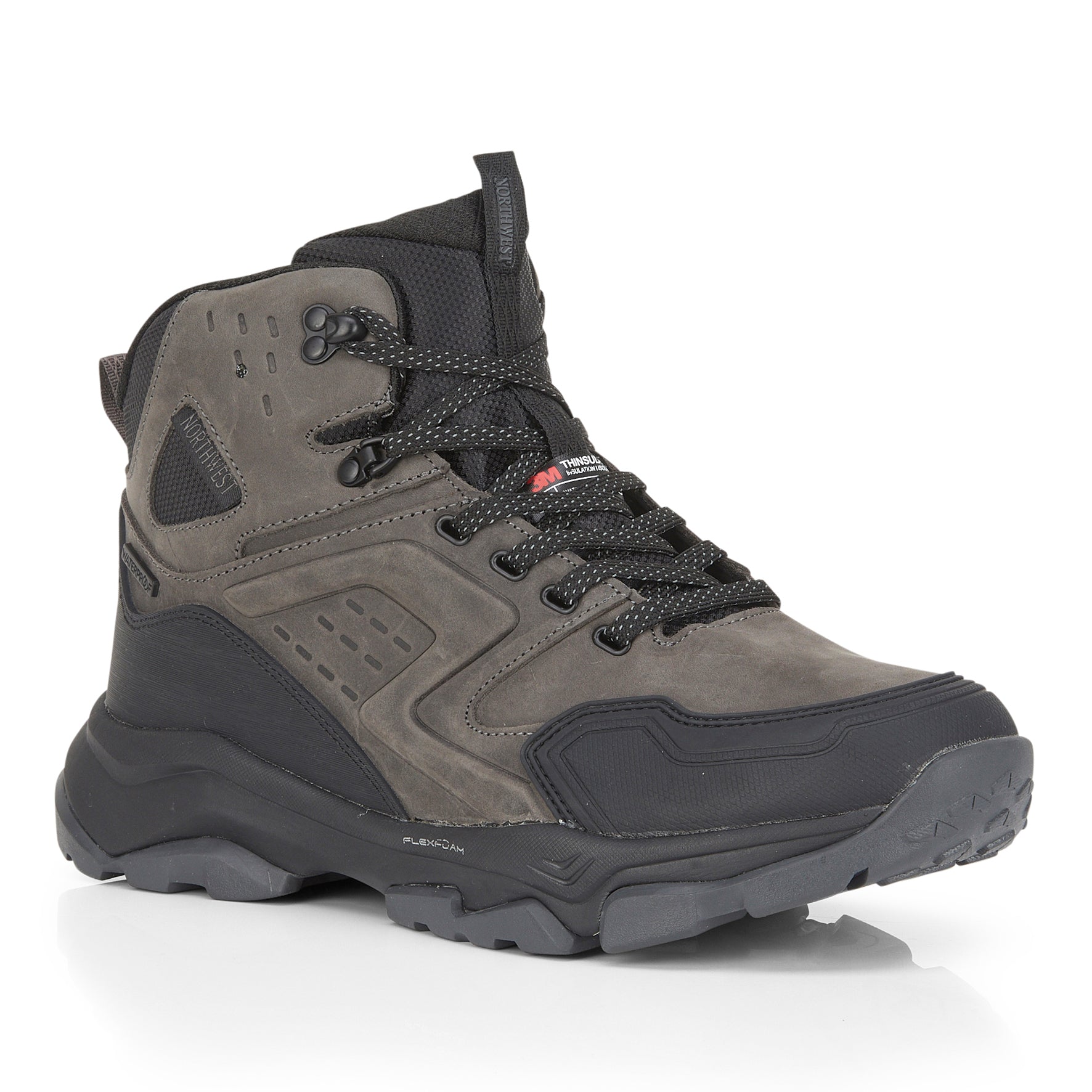 EVEREST Men's Leather 3M Thinsulate Waterproof Hiking Boots - Grey