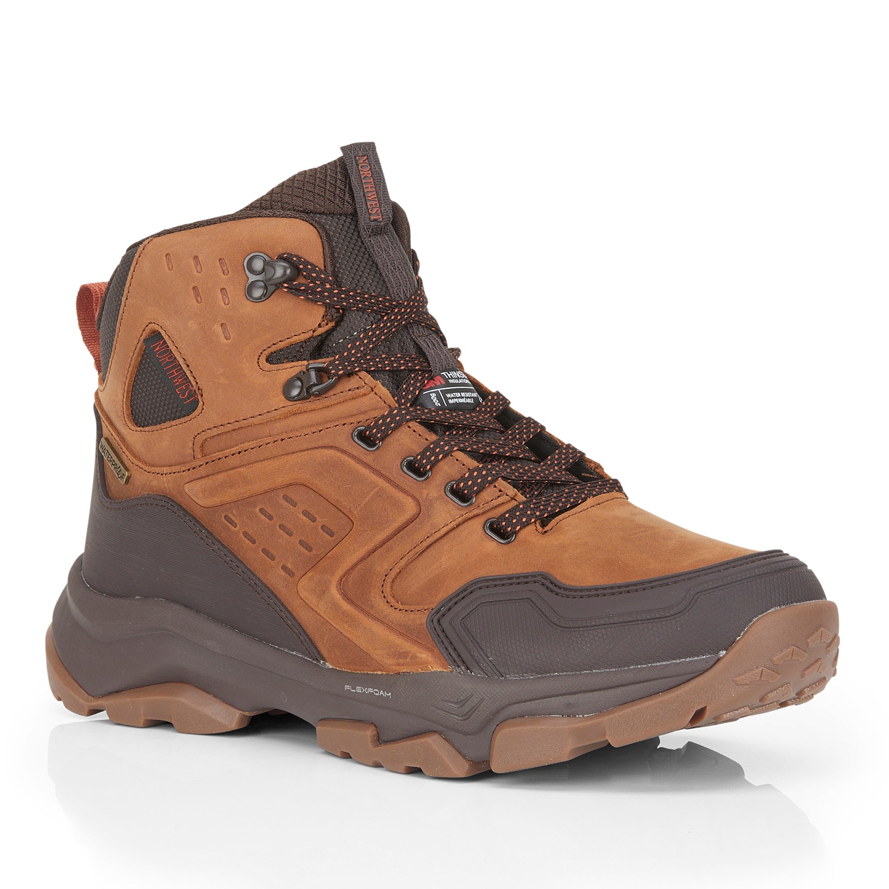 EVEREST Men's Leather 3M Thinsulate Waterproof Hiking Boots - Brown