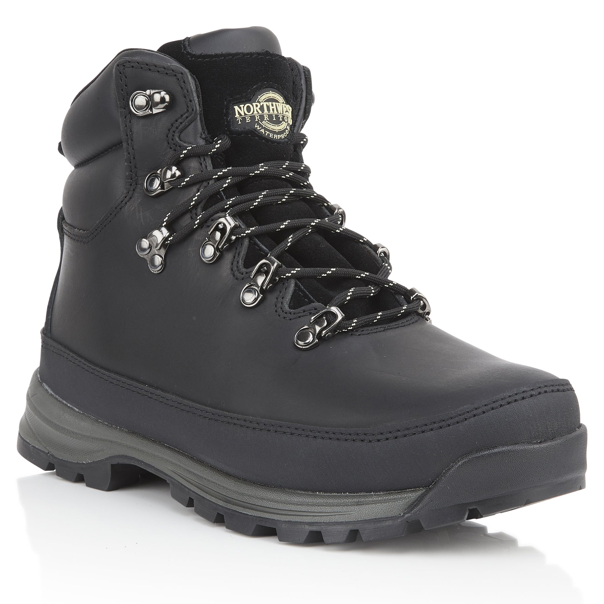 PELLY Men's Leather Waterproof Walking Boots - Black
