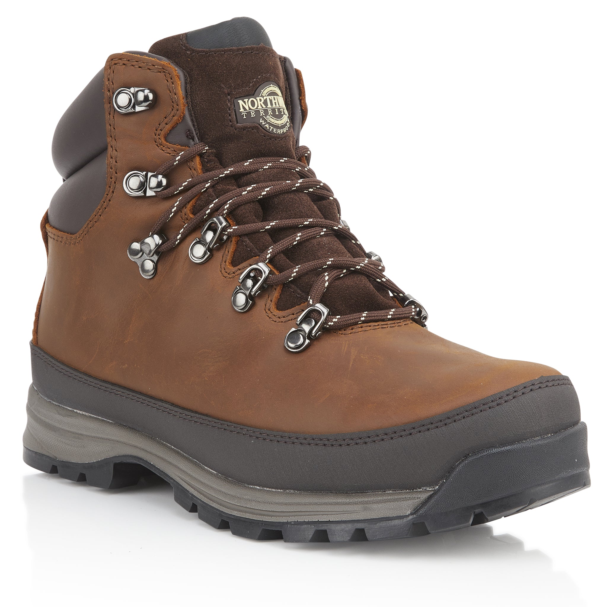 PELLY Men's Leather Waterproof Walking Boots - Tan Nubuck
