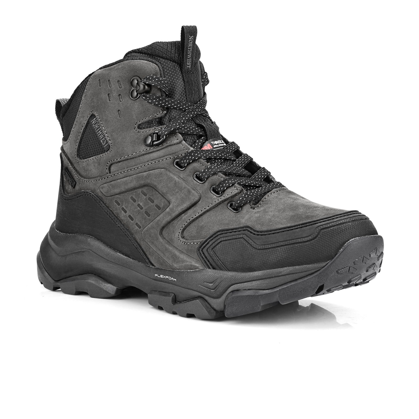 EVEREST Men's Leather 3M Thinsulate Waterproof Hiking Boots - Grey