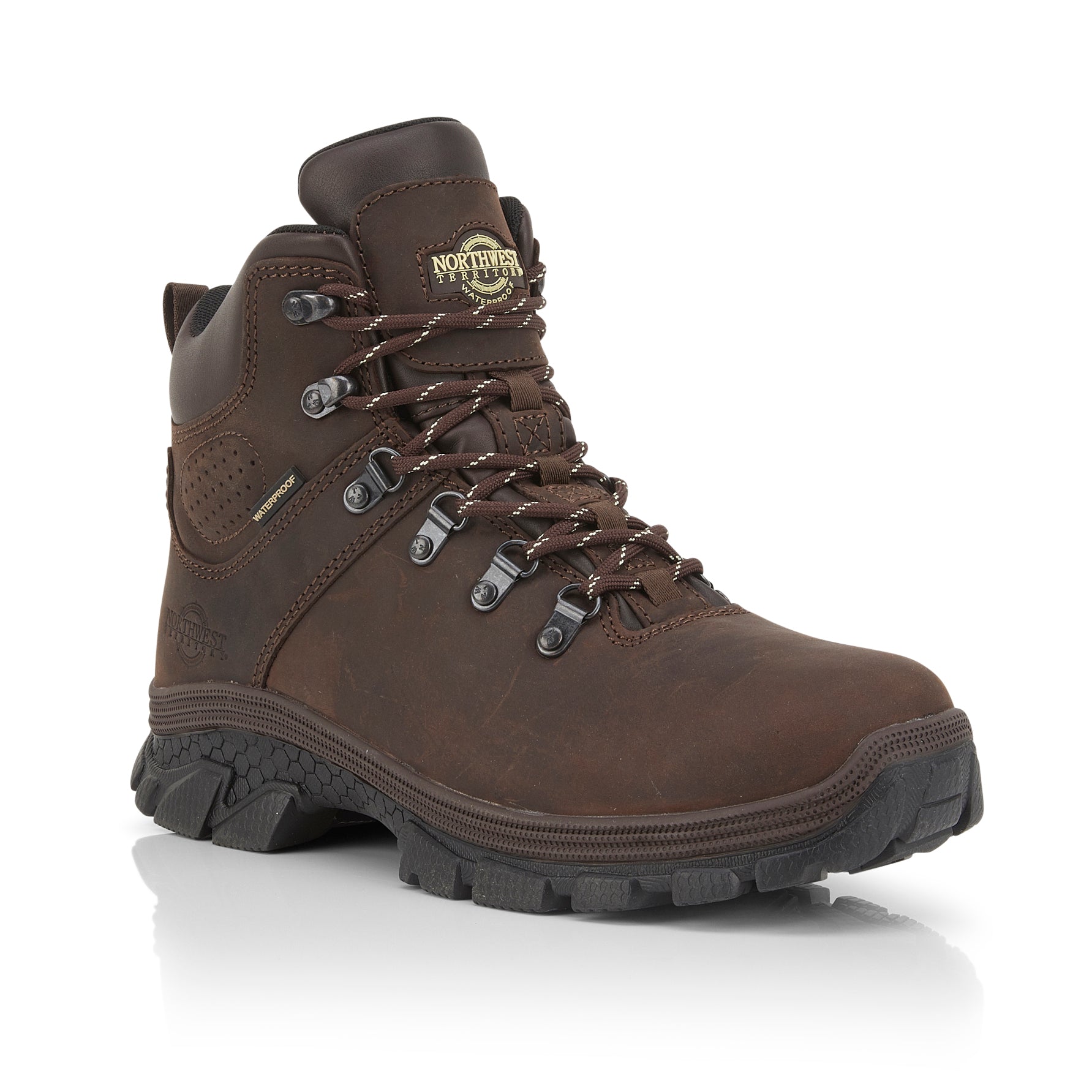 TESLIN Men's Leather Waterproof Hiking Boots - Waxy Brown