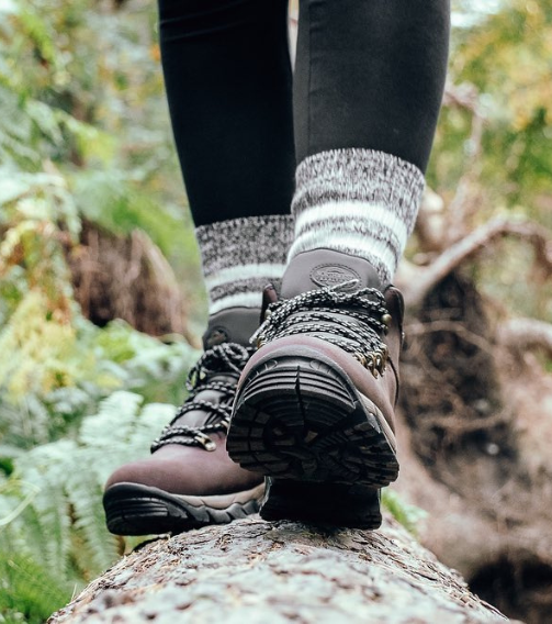 EMERALD Women's Leather Waterproof Walking Boots - Waxy Black lifestyle