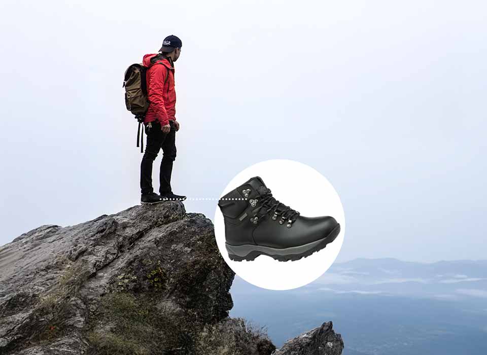 men's outdoor footwear collection showcasing premium walking boots and hiking shoes.