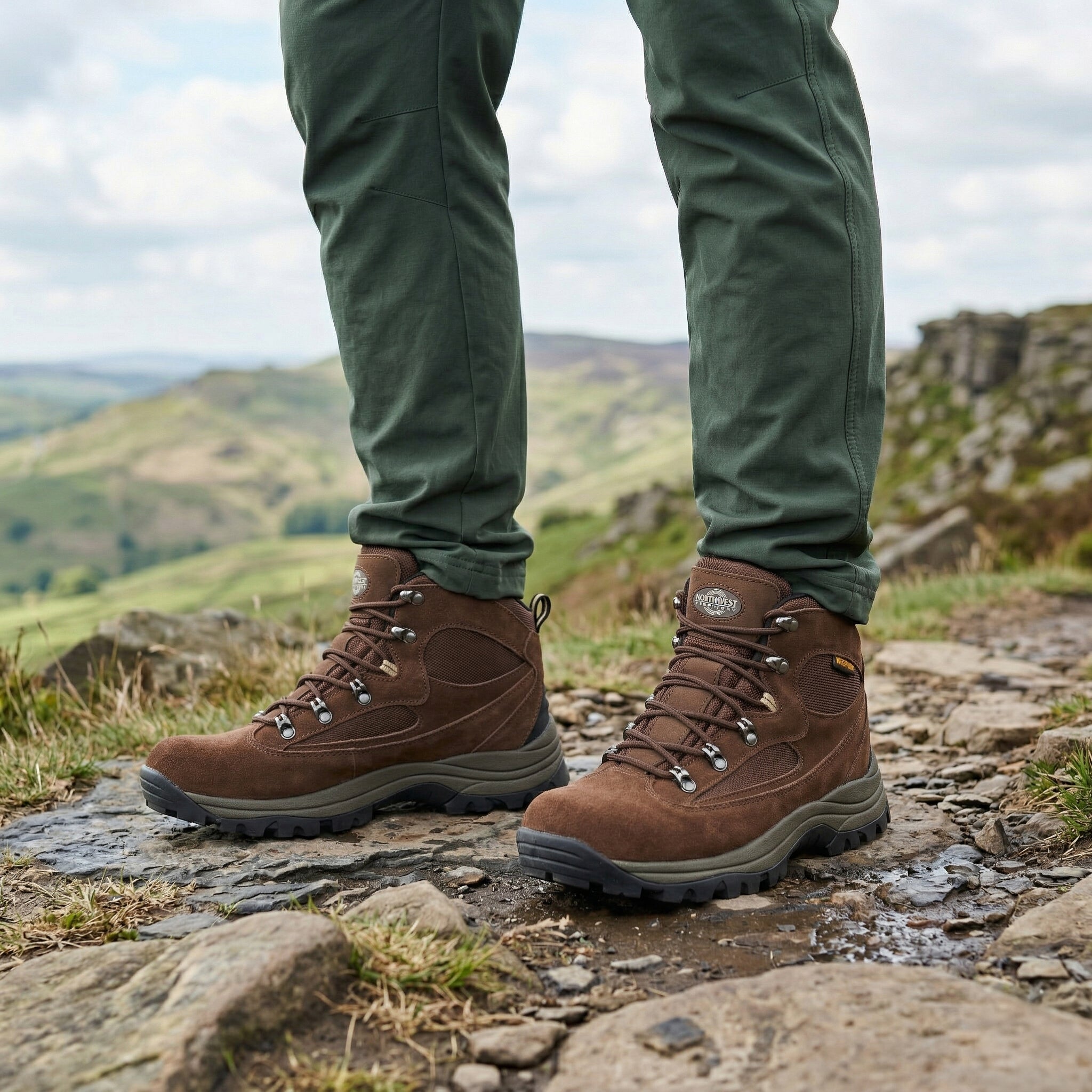 Kendal Mens Suede Leather Waterproof Walking Boots Brown | Durable