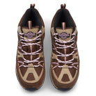 Front view of BROCK Brown women's waterproof walking boots showing the suede leather upper, secure lacing and padded collar.
