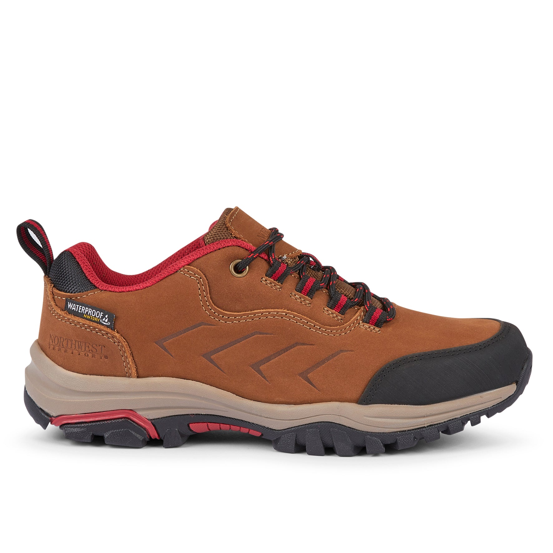 Side view of CHEVIOT women's waterproof walking shoes showing the premium Tan Nubuck leather upper and supportive sole.