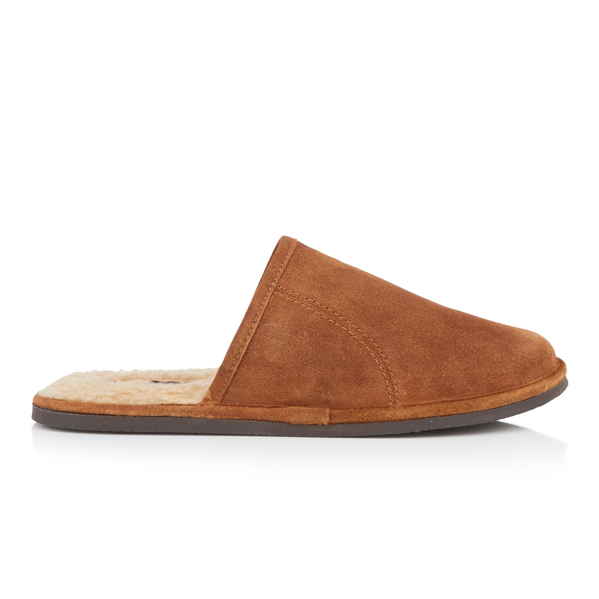 EDWARD Men's Suede Leather Fleece Slide Slippers - Tan