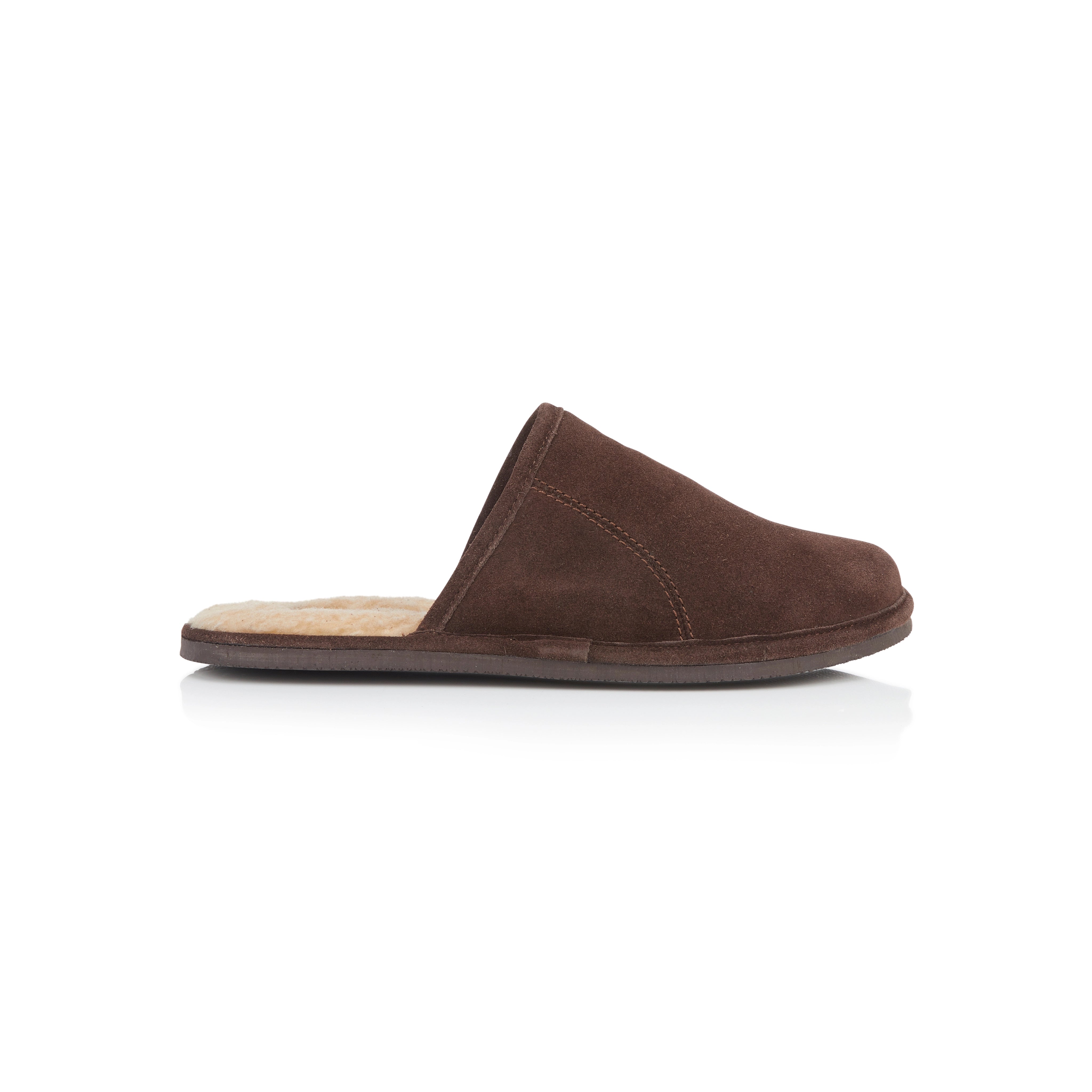 EDWARD Men's Suede Leather Fleece Slide Slippers - Brown