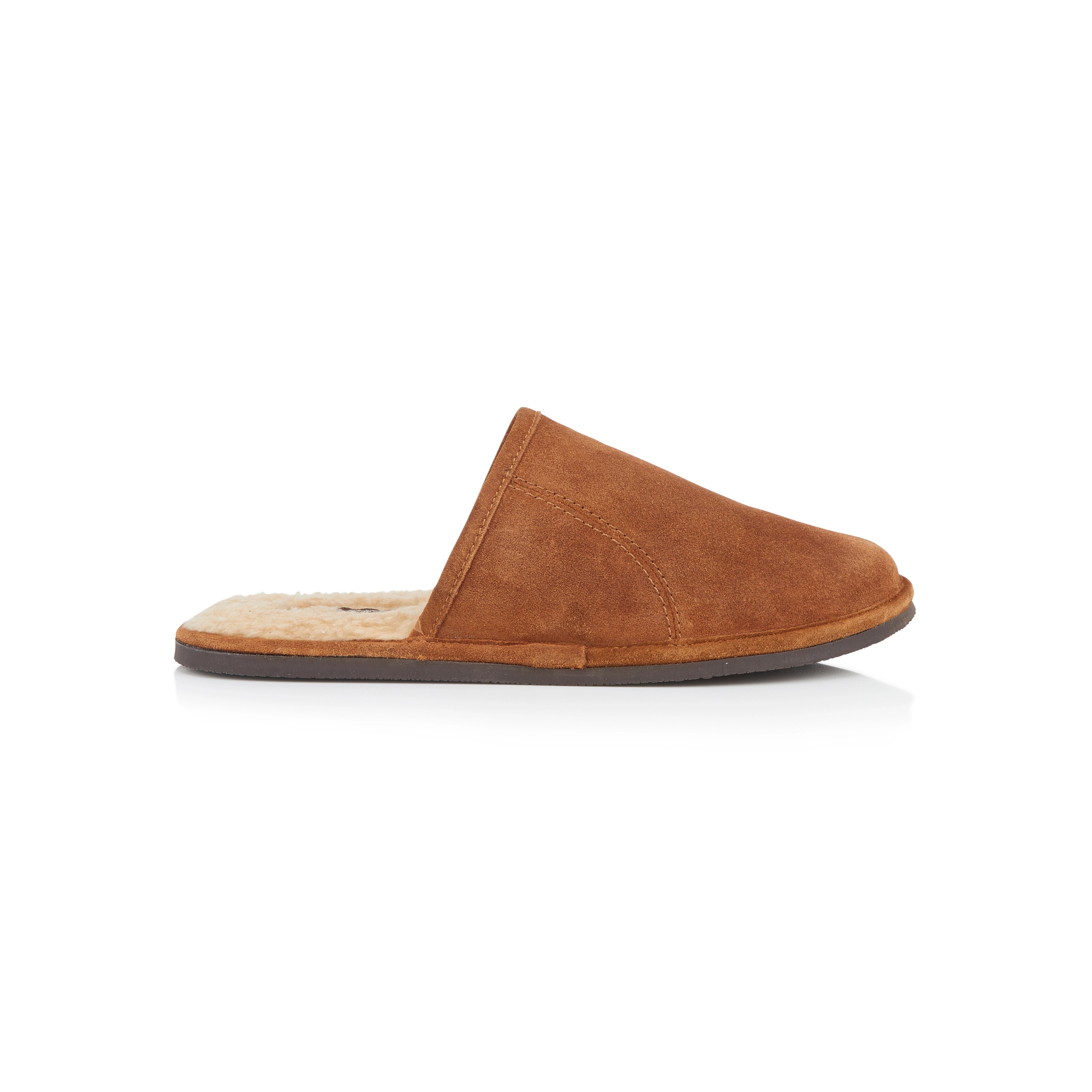 EDWARD Men's Suede Leather Fleece Slide Slippers - Tan