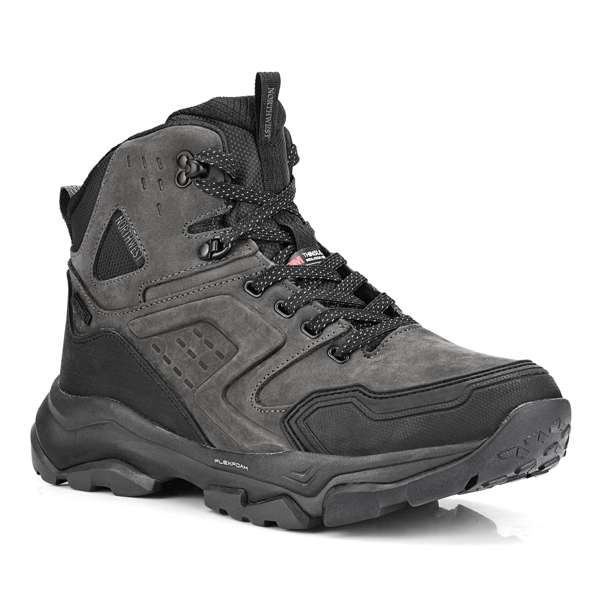 EVEREST Men's Leather 3M Thinsulate Waterproof Hiking Boots - Grey