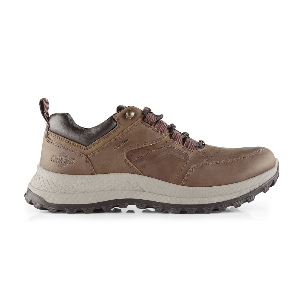CLIFF Men's Leather Waterproof Walking Shoes - WAXY BROWN