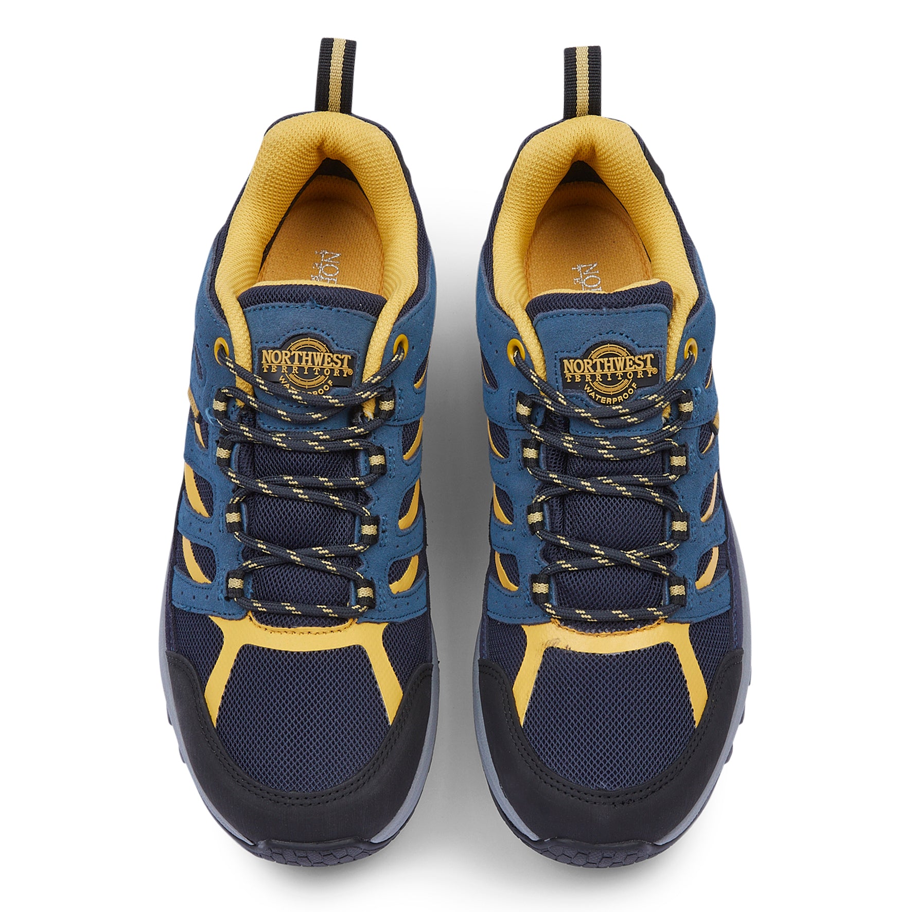 Front view of RANGER Navy men's suede leather waterproof walking shoes featuring a waterproof upper, secure lace fastening and cushioned collar.