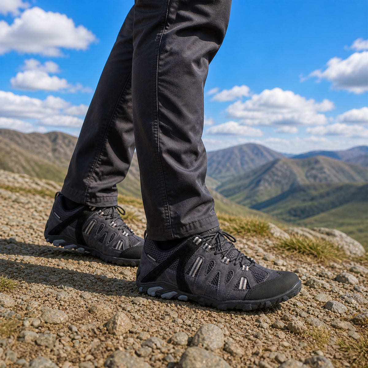 GLYDER Men's Suede Leather Waterproof Walking Shoes - Graphite lifestyle