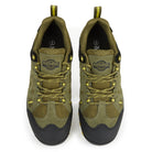 Front view of GLYDER Ranger Green waterproof walking shoes featuring secure lace fastening, cushioned collar and supportive fit.