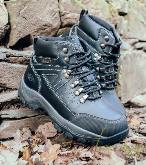 NIRVANA Women's Leather Waterproof Walking Boots - Black lifestyle