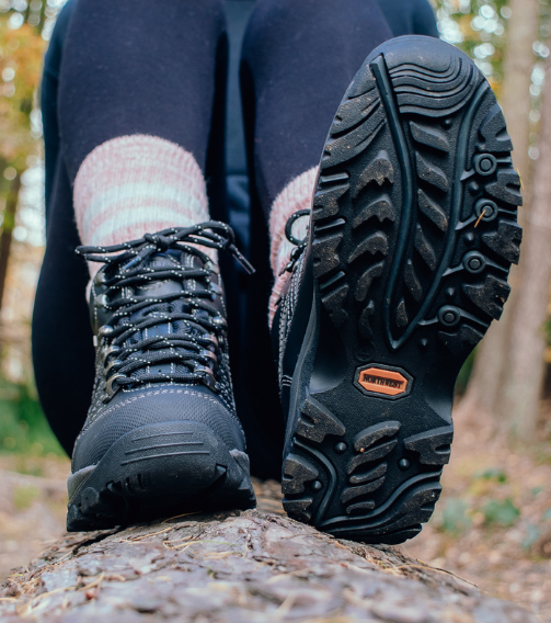 NIRVANA Women's Leather Waterproof Walking Boots - Black lifestyle