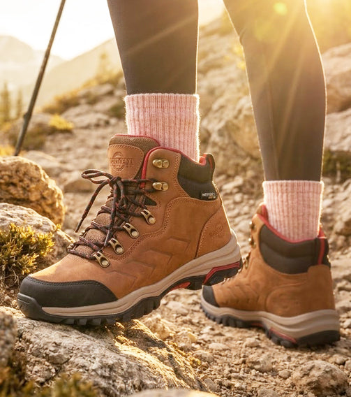 Malveen Women's Premium Leather Waterproof Walking Boots - WAXY BROWN lifestyle