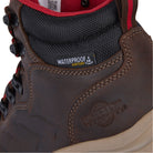 Detail of MALVEEN Waxy Brown women's walking boots highlighting the premium leather upper and waterproof construction.