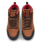 Front view of MALVEEN Tan Nubuck waterproof walking boots showing the premium leather upper, secure lacing and padded collar.