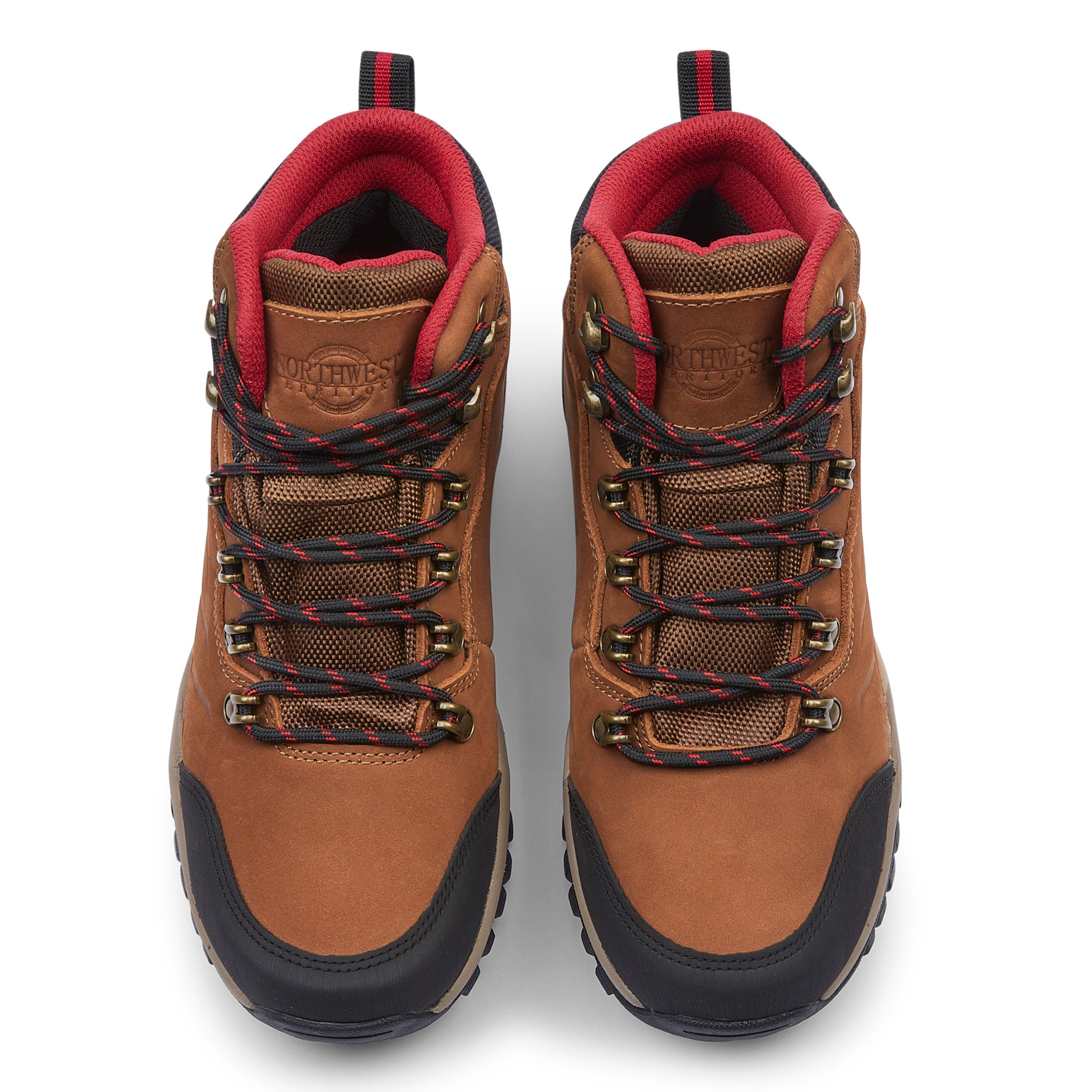 Front view of MALVEEN Tan Nubuck waterproof walking boots showing the premium leather upper, secure lacing and padded collar.