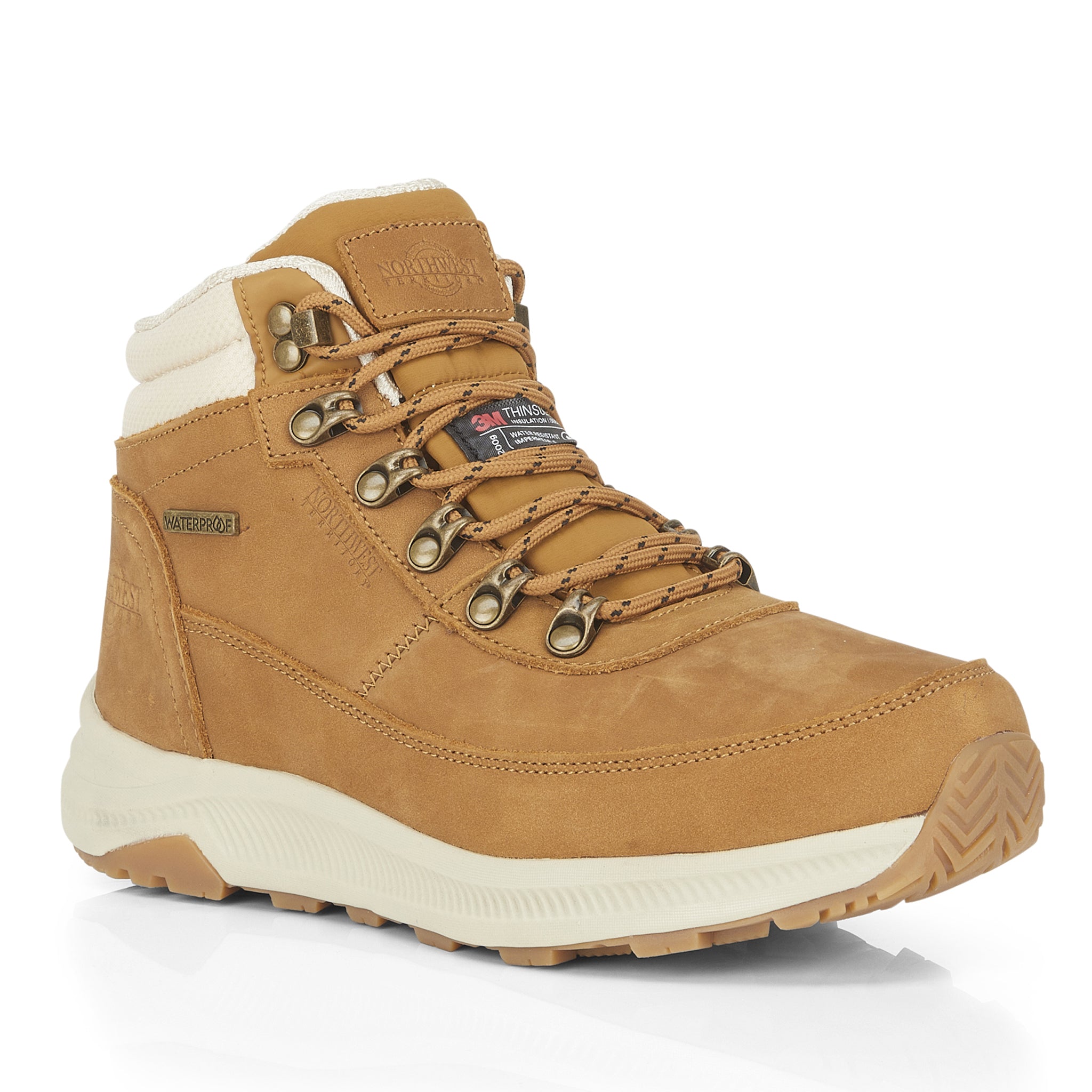 NEVIS Women's Nubuck 3M Thinsulate Waterproof Walking Boots - Camel