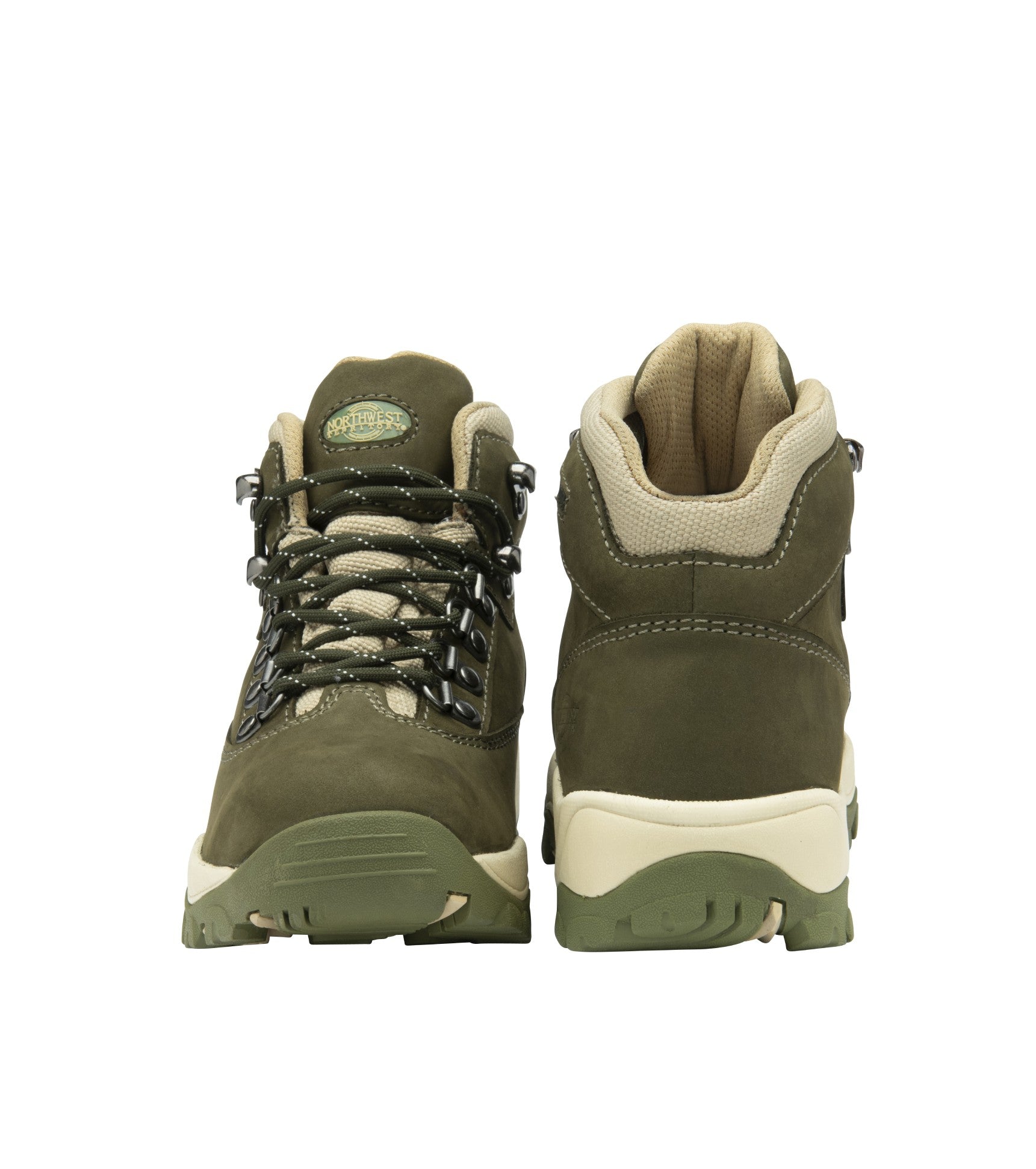 Women's Nubuck Leather Waterproof Walking Boots - #colour_olive