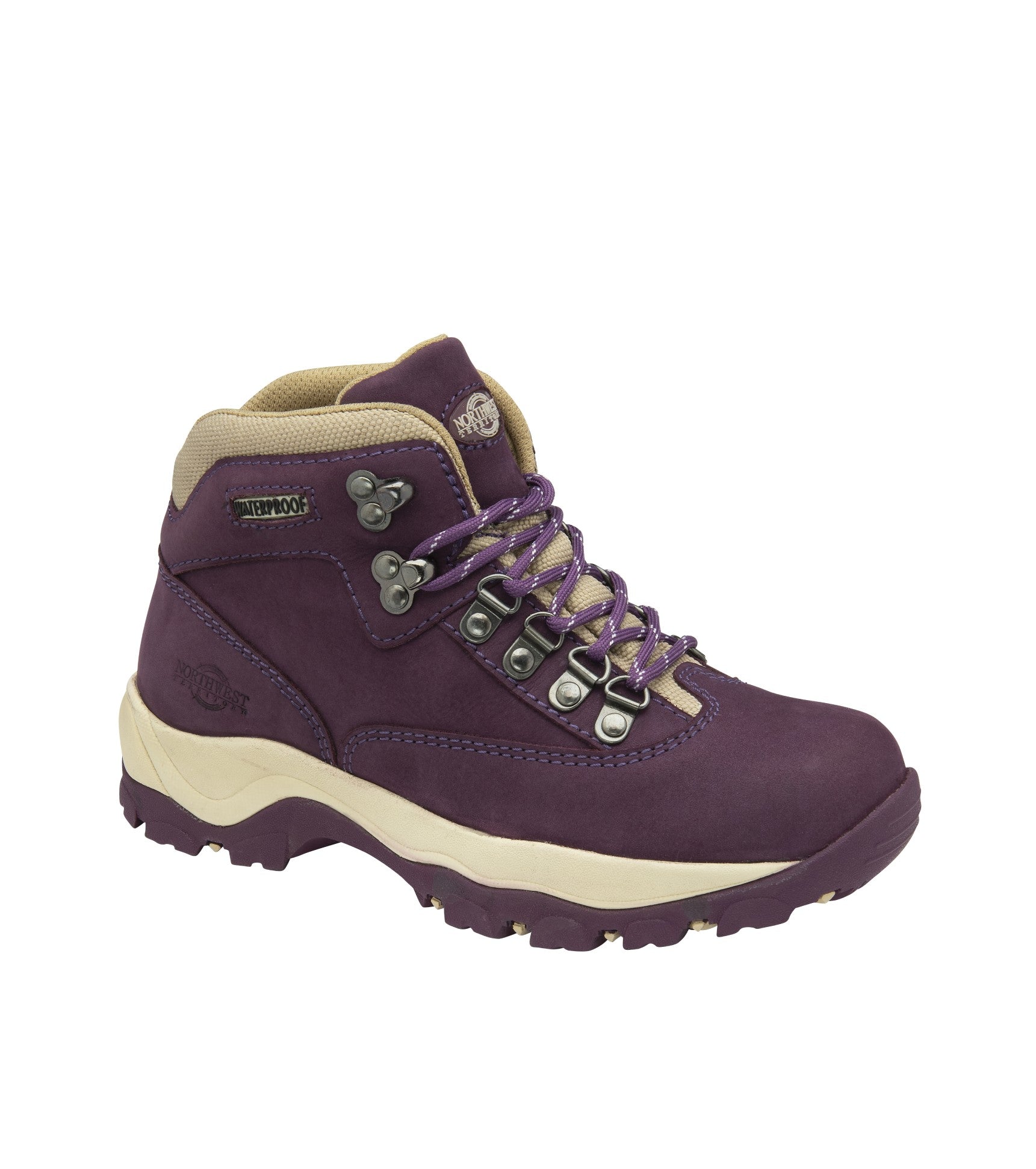 Women's Nubuck Leather Waterproof Walking Boots - #colour_purple