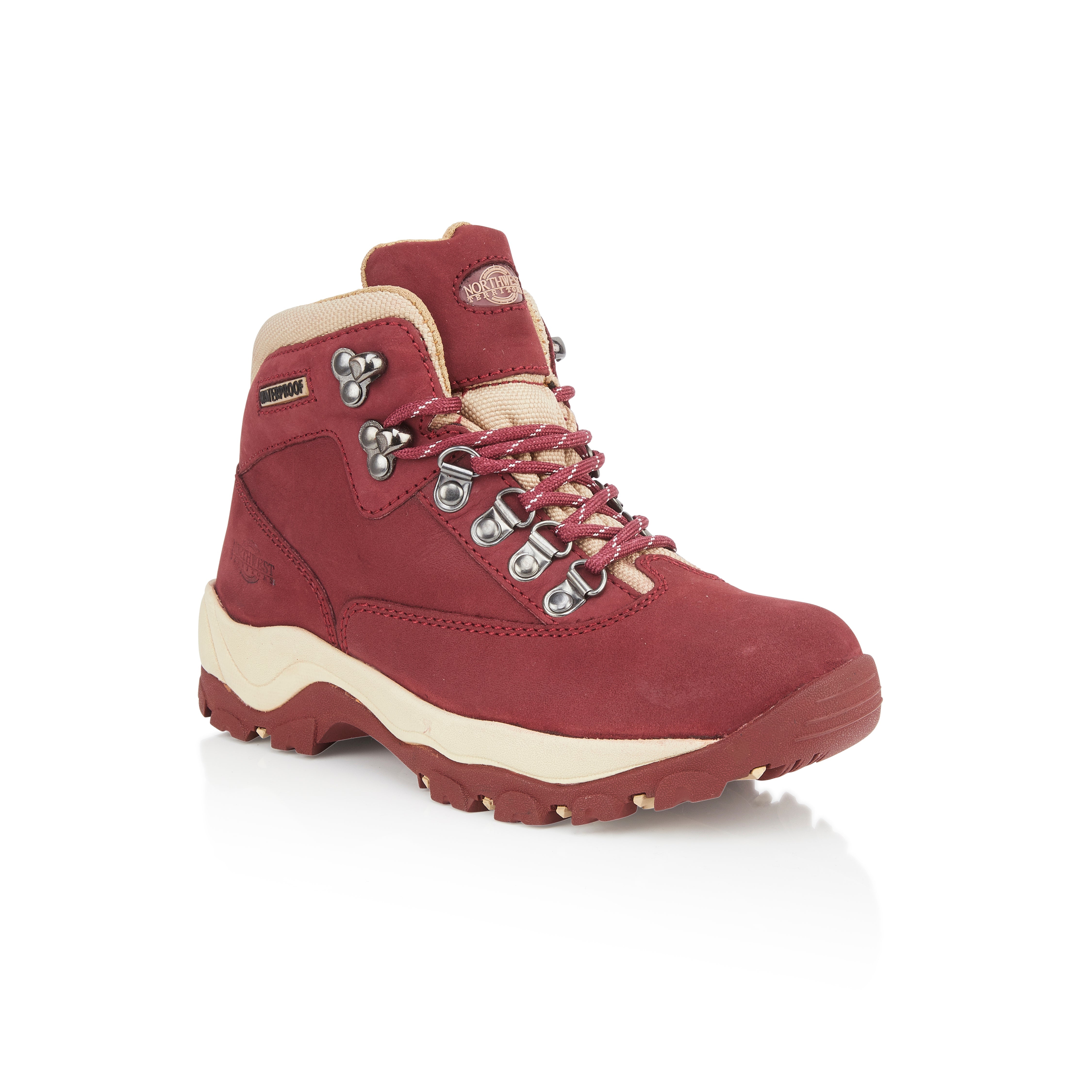 Burgundy-coloured PEAK walking boots