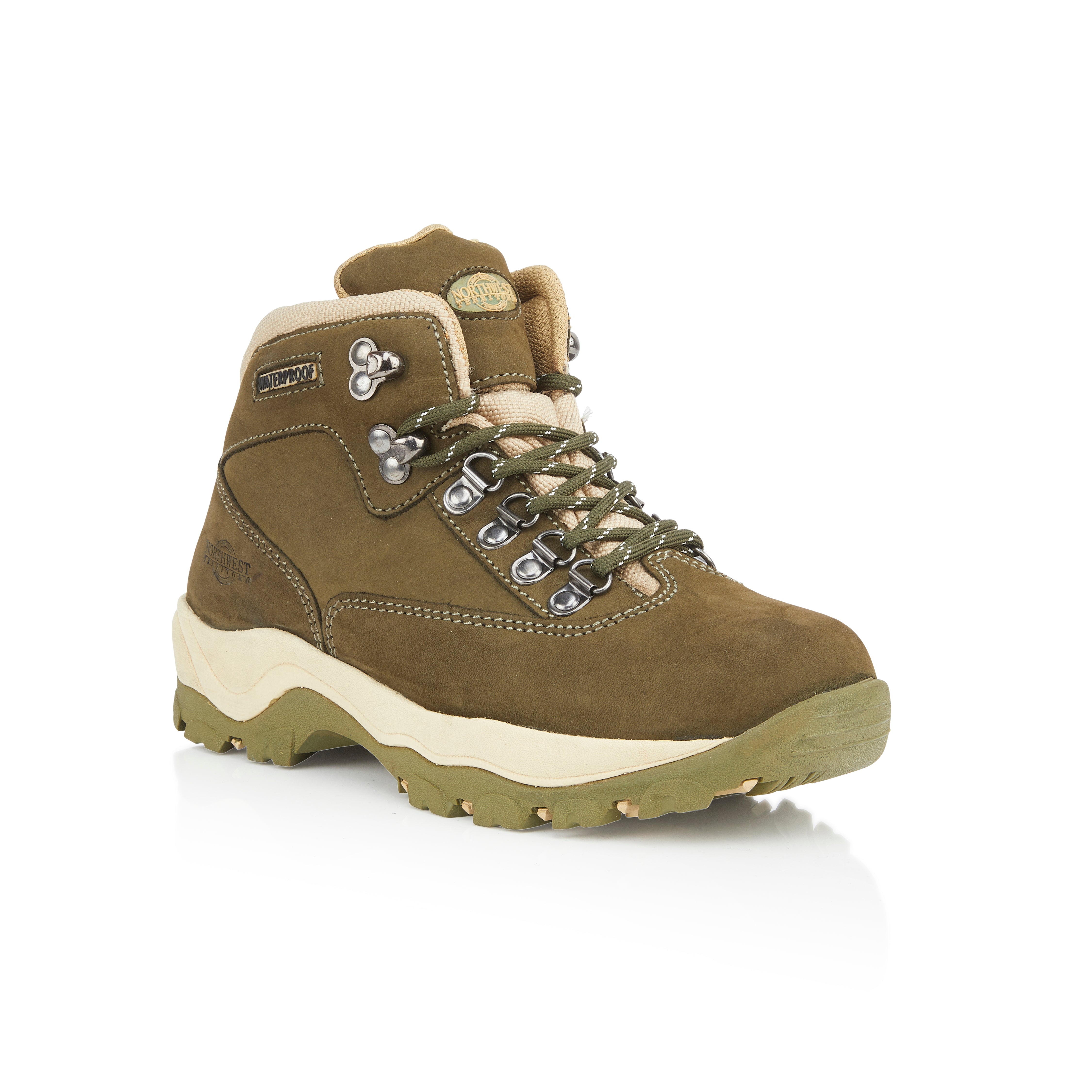 Peak Olive men's hiking boots with a rugged olive-green finish, perfect for outdoor exploration.